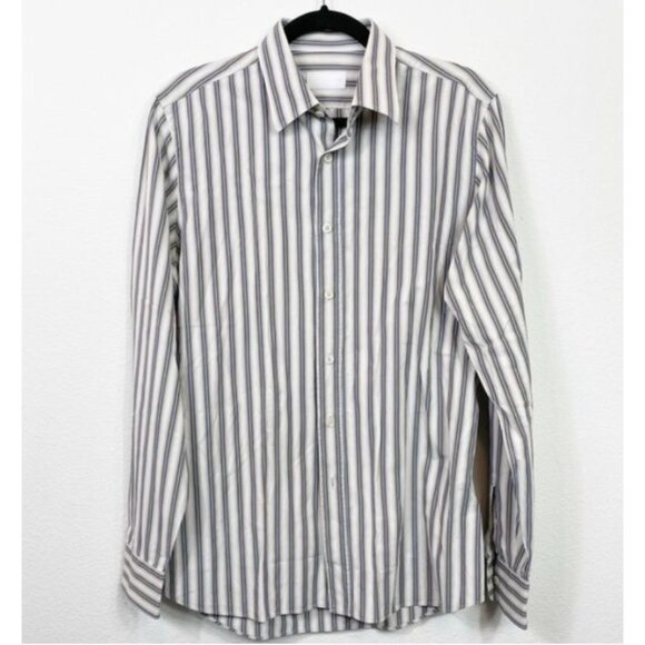Prada Milano Striped Button Down Shirt Size 41/16 Long Sleeve Collared Classic - Picture 8 of 9